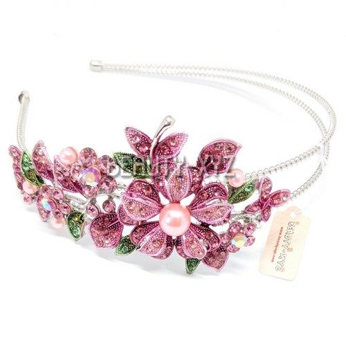 Fashion Crystal Rhinestones metal Flowers Headband bridal head-wear Accessories - Picture 6 of 6
