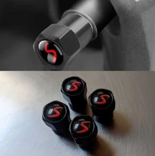 F56 MINI Cooper S Hexagonal Dust Valve Cap Covers Metal Black