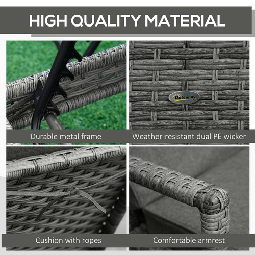 Patio Wicker Chaise Lounge Rattan Poolside Sun Lounger Outdoor Deck Recliner - Picture 6 of 9
