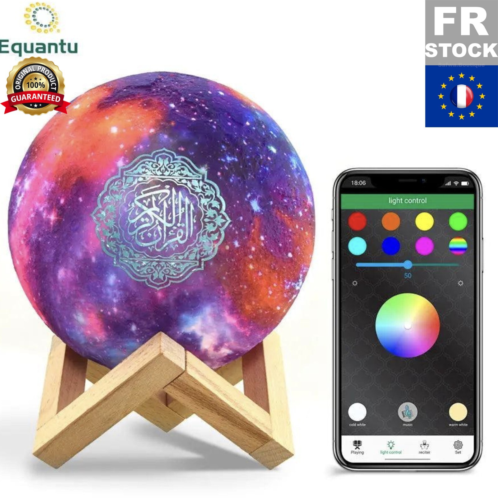 Lampe de lune Galaxy QB512 haut-parleur Coran Bluetooth idée cadeau musulman Eid