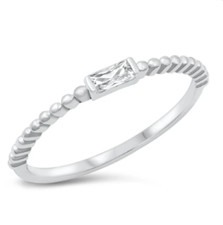 NEW 925 Sterling Silver Fashion Ring 1.5mm with CZ size 7