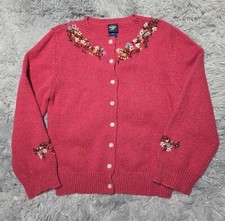 VTG Girl's Osh Kosh B'Gosh Cardigan Sweater Size 6 Pink Embroidered Angora