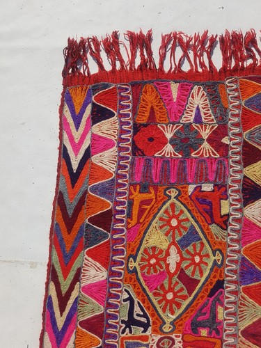 Vintage Traditional Handcrafted Uzbek Suzani Kilim Rug for Home Décor 265x70 cm - Picture 7 of 14