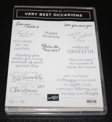 Stampin Up Retired Cling Acrylic VERY BEST OCCASIONS Christmas Sympathy Thanks
