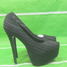 new Black 6.5"High Stiletto Heel 2.5"Platform round Toe Shoes WOMEN Size 6