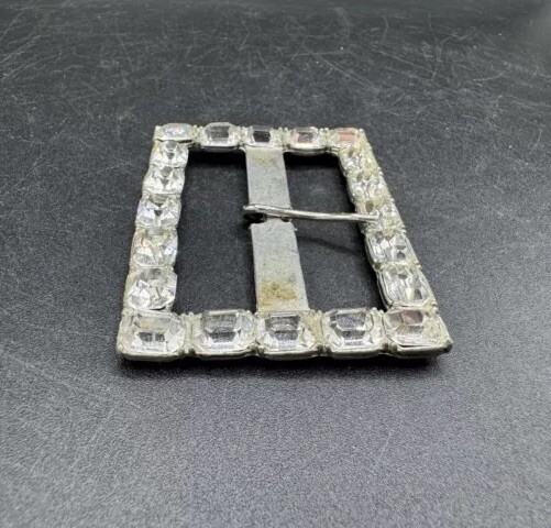 Vtg Rectangular Clear Rhinestone Crystal Covered … - image 11