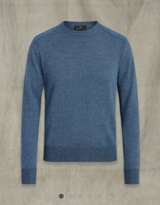 Belstaff Kerrigan Crew Neck Jumper - Racing Blue Virgin Merino Wool - RRP 195