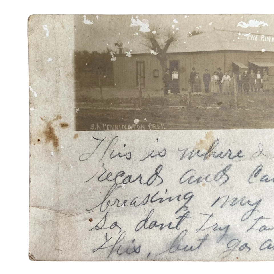 Postcard TX Round Rock THE RINK Roller Skate Ice Skating Real Photo RPPC 1907 - Image 2 of 4