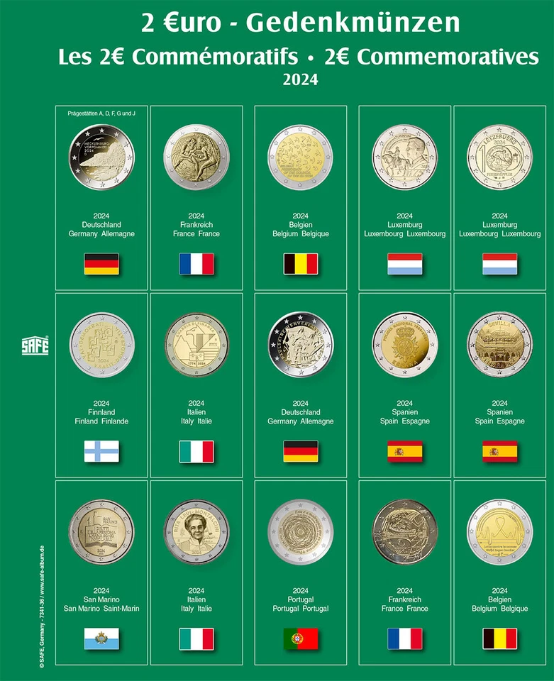 SAFE Premium Münzblatt 2 Euro des Jahres 2024 Blatt 36 für Album 7341