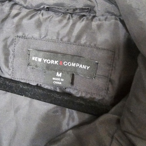 NY&Co Faux Fur Hooded Puffer Down Jacket Womens Size M Medium Black Tan - Picture 4 of 14