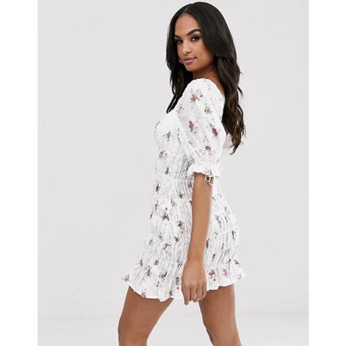 For Love & Lemons Tarte Eyelet Smocked Floral Mini Dress Small NWT Boho Cottage