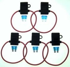 5Pack 14Gauge Inline ATC Fuse Holder+15AMP Fuse With Cover New Car Truck Install