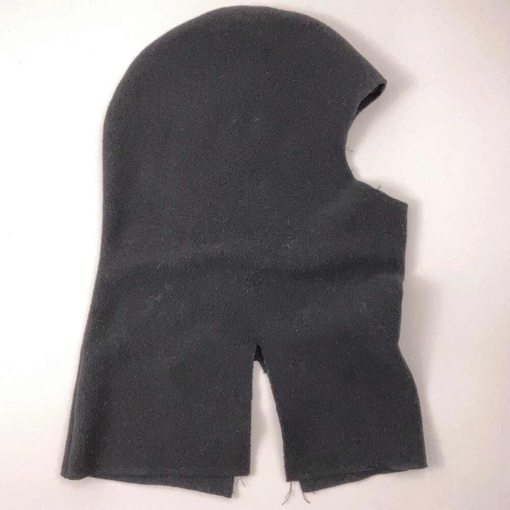 Plain Black Fleece Split Tuck In Neck Winter Ski Mask One Hole