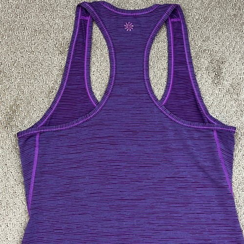 ATHLETA Tank Top Gym LIGHTWEIGHT Purple Stripe Racerback Deep Scoop Neck S M $45 - Picture 4 of 7
