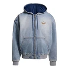 adidas Originals Retro Hooded Classic Wash Denim Padded Jeans Jacket Men Size