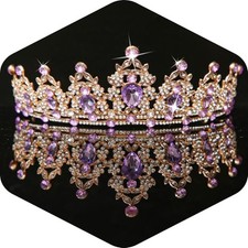 - Queen Crown and Tiaras Princess Crown for Women Crystal Gold Purple