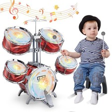 deAO Kids Drum Set for Toddlers Upgraded Jazz Drum Set with 5 High Drums  Li...