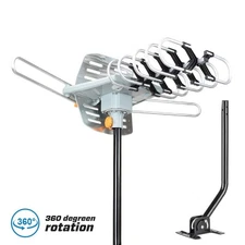 TV Antenna Amplified 150miles Long Range Outdoor HDTV Digital Rotating with Pole