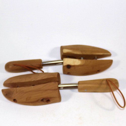 Unbranded Cedar Wood Size 11.5" Shoe Trees Stretchers Shapers Rawhide Loops - Picture 4 of 7