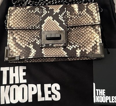 NWT The Kooples  Emily Snakeskin Leather Clutch Wallet w/Chain Strap & Dust Bag