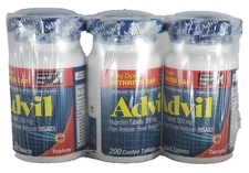 3-Advil Pain Reliever and Fever Reducer 200mg Easy Open Cap - 200 ct EXP 6/2026