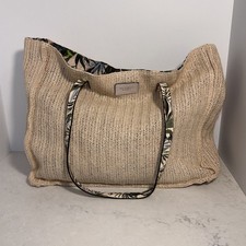 NWT Victoria's Secret Limited Edition Woven Tropical Print Beach Logo Tote Bag