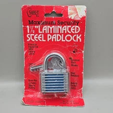 NEW Vintage Safe-T Maximum Security 1.5" Laminated Steel Padlock B11070 W/ Keys