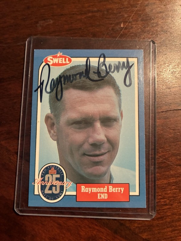 1988 SWELL Football Raymond Berry Signed GLOBAL AUTHENTICATED  Auto COLTS HOF