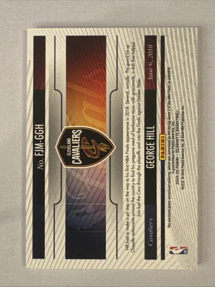 Parche Finales 2024-25 Panini Silhouette 2018 Juego Usado George Hill Cavaliers 🔥 Foto 2 de 2