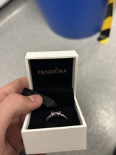 Pandora Pink Bow Ring Size 52 UK L Sterling Silver S925 ALE Pink Stones