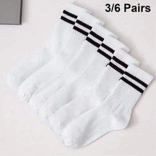 3/6 Pairs Women Mid-Tube Socks Solid Colour Autumn Winter Breathable Comfortable