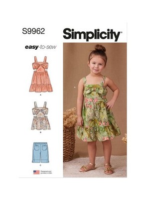 SIMPLICITY Schnittmuster 9962 Mädchen Kleinkinder Kleid, Top & Shorts Größe 3-8