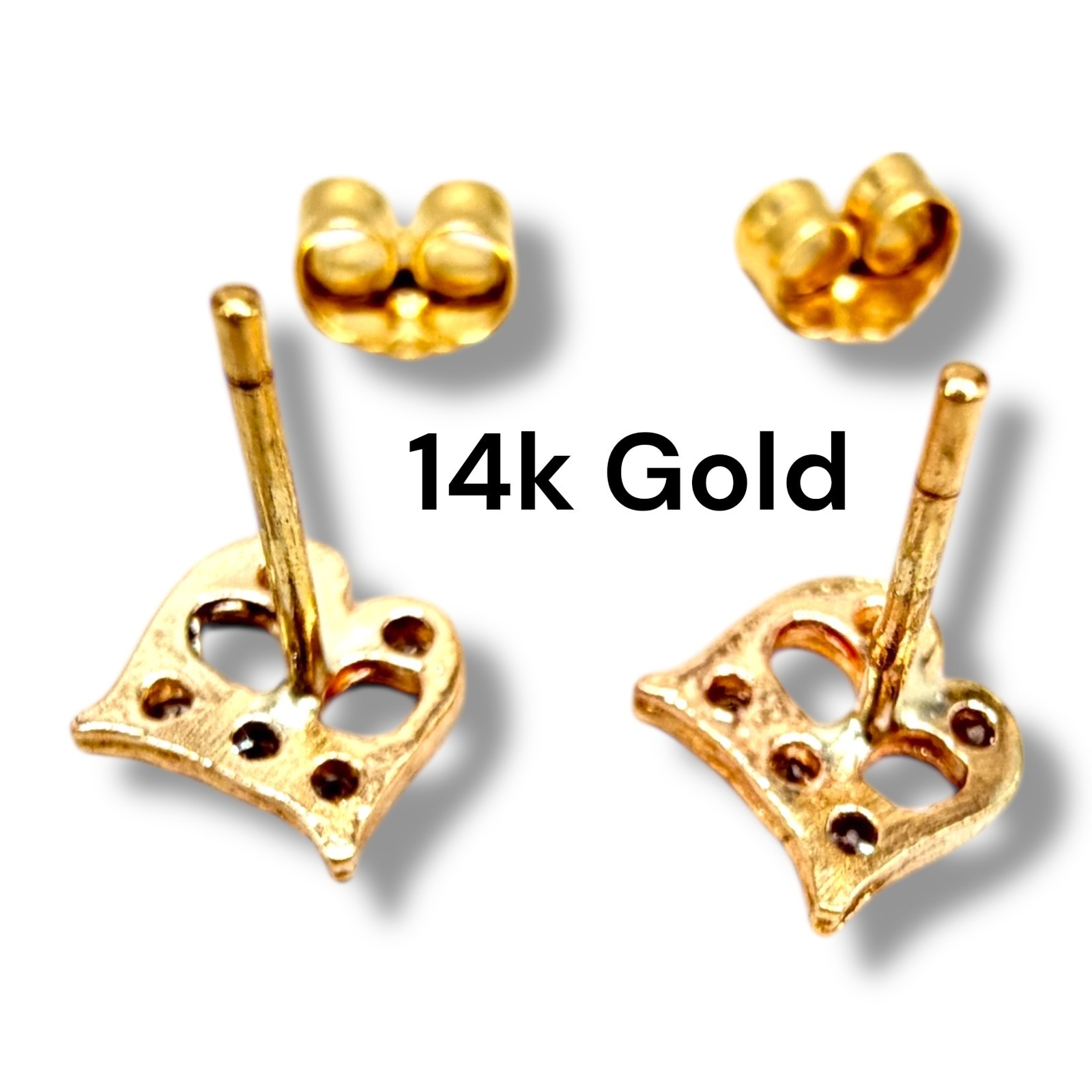 B Initial Letter Diamond Solid 14k Yellow Gold St… - image 2