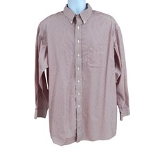 Roundtree Yorke Gold Label Shirt 17/35 Red White Strip LS Button Down Non-Iron