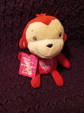 Hallmark LUV U Monkey Red Pink Heart Valentine's Day 8" Plush Stuffed Animal