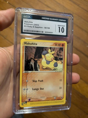 (POP 16) CGC 10 GEM MINT Makuhita 56/109 EX Ruby & Sapphire Pokémon 2003 Card