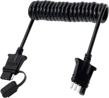MECMO 7.5ft 4 Pin Flat Trailer Wire Extension, Coiled Cable - 4 Way Vehicle  Tr