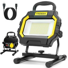 Tresda Hybrid LED Work Light 50W, Super Bright 6000LM Dual-Power Rechargeable...