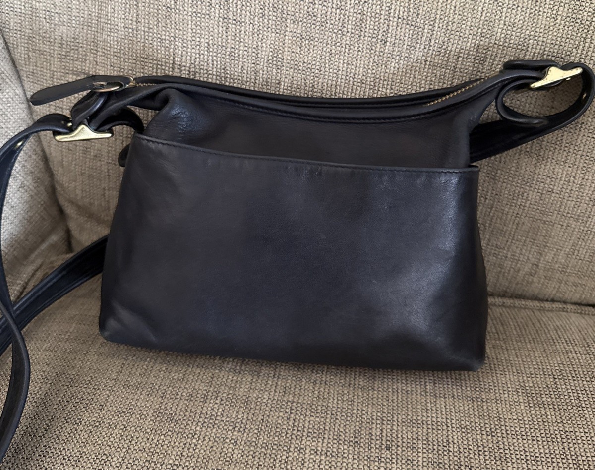 Coach Legacy Pocket Zip Hobo Crossbody Bag Black Leather