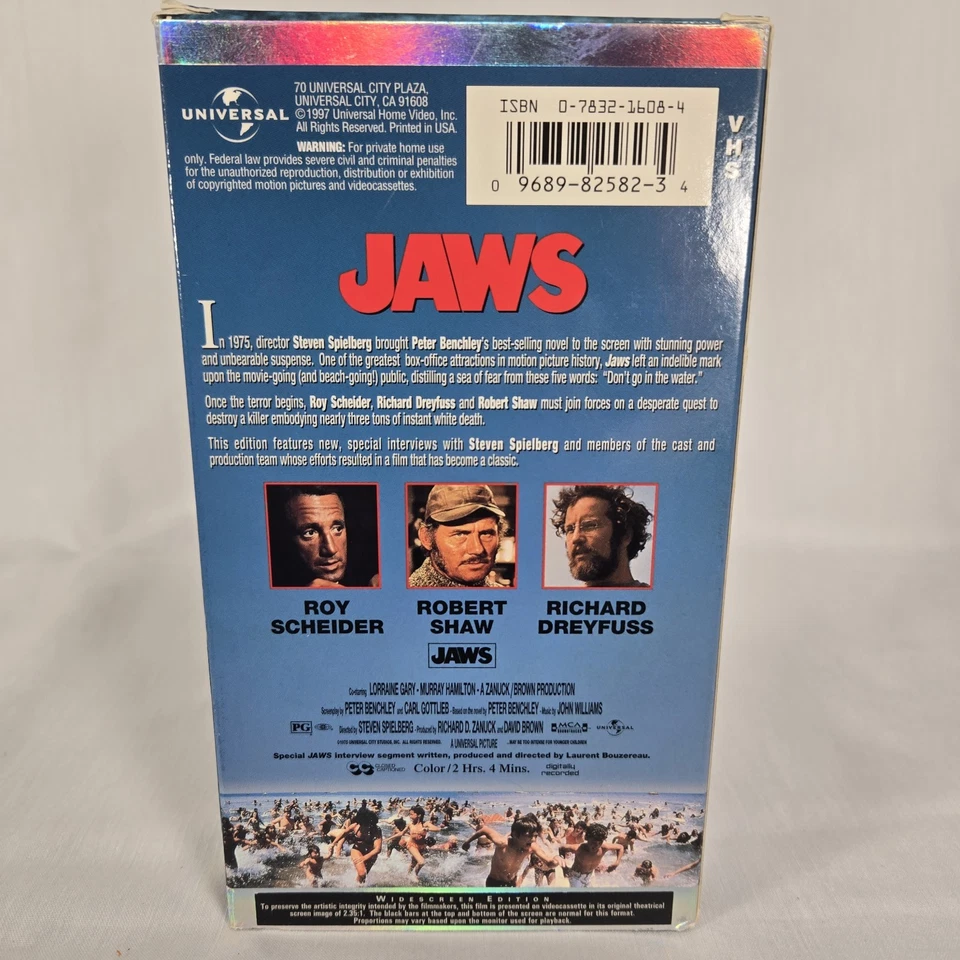 Jaws Widescreen Edition VHS 1997 Thriller Steven Spielberg Richard Dreyfuss VTG - Image 3 of 4