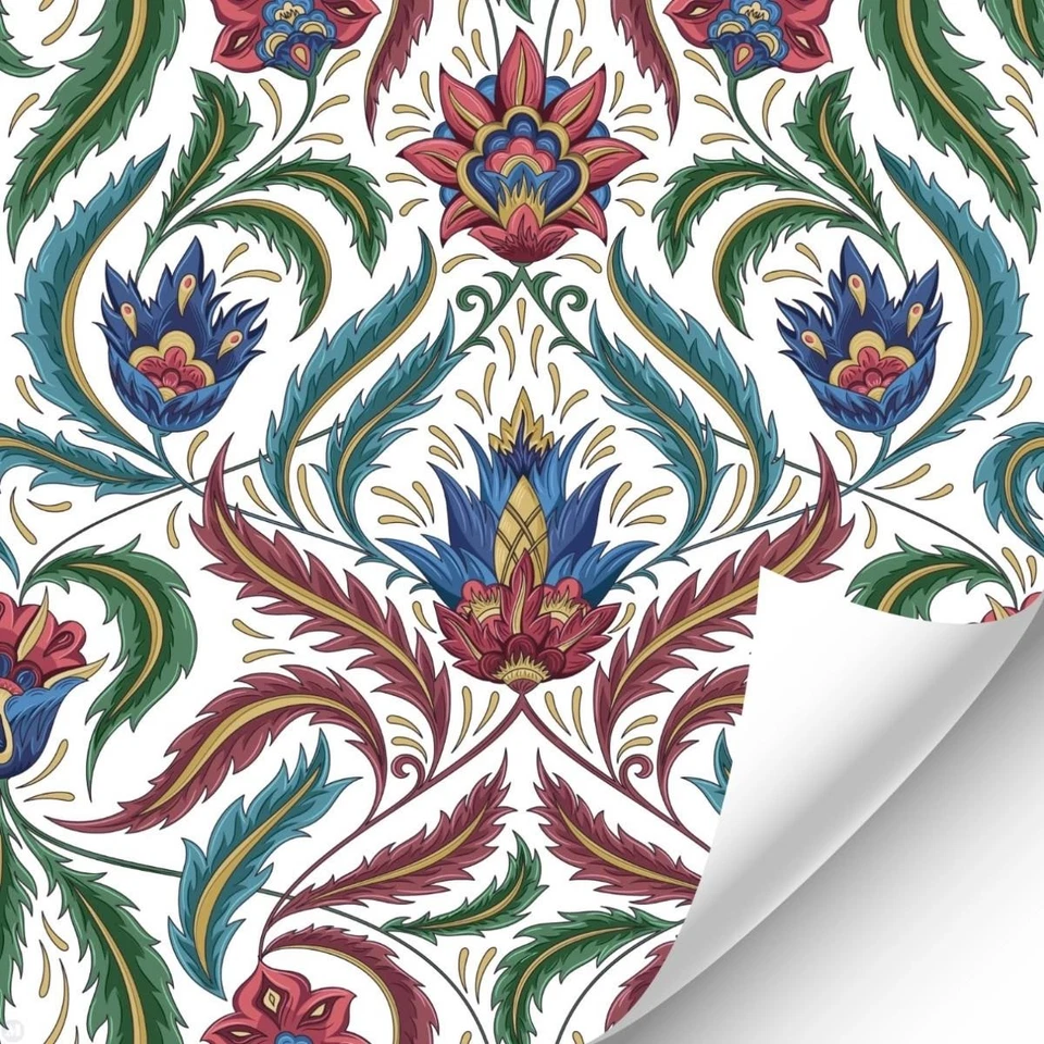 Bambole Casa Carta da Parati Floreale Damascata Design Miniatura Stampa 1:12 - Immagine 2 di 4