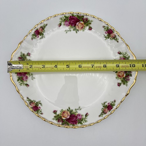 Plato de pastel Royal Albert Old Country Roses England con asas de lengüeta descontinuado - Imagen 2 de 7