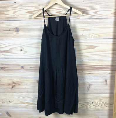 Time & Tru Dress 12-14 Black Pintuck Texture Cover Up Resort New