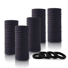 50PCS Black Hair Ties for Women Girls, Seamless Thick Black Hair Band, Elastic H