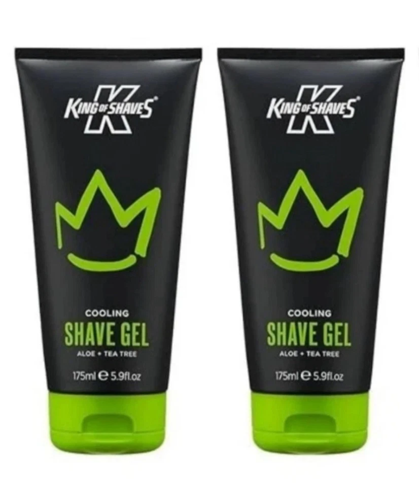 2 X King of Shaves Cooling Shave Gel for Men, with Aloe + Tea Tree, 175ml