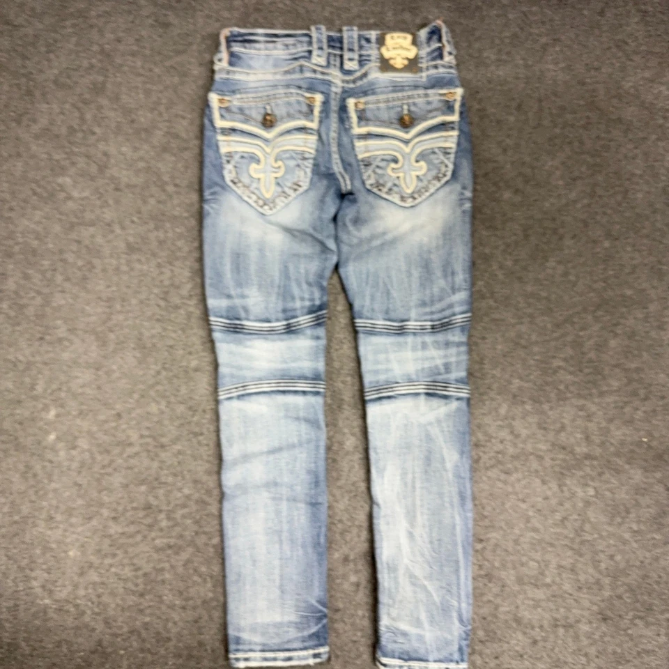 Pantalones de mezclilla Rock Revival Rafael ajustados para hombre azul 28x29 bolsillos adornados Foto 4 de 4