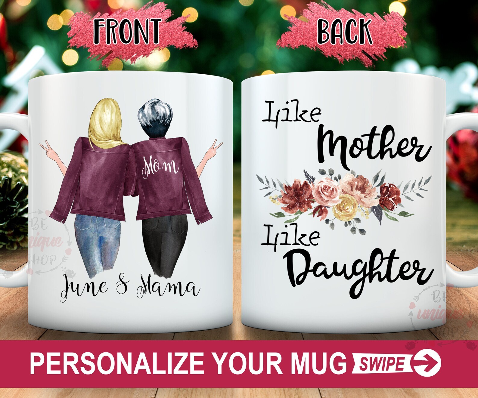 Taza de café personalizada regalo día de la madre de su hija mejor mamá del mundo como