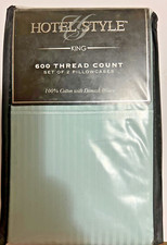 King Pillowcases Hotel Style 600 Thread Count Cotton Damask Weave Teal Cloud