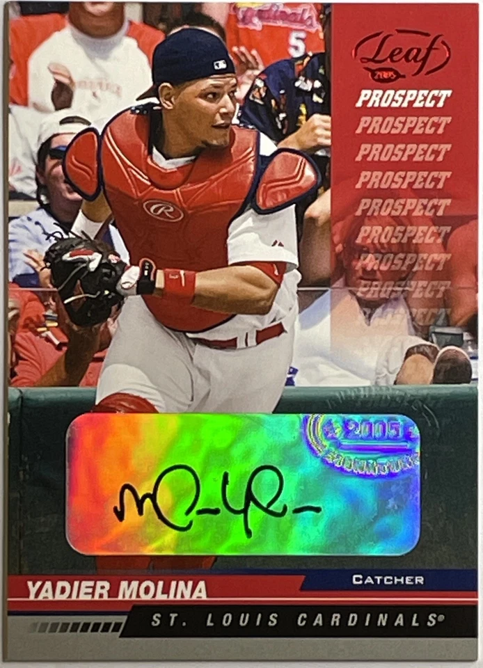 4/100 © 2004 Yadier Molina Auto RC Jersey Number 1st Home Run Rookie HOF 1/1 SSP - Image 2 of 4