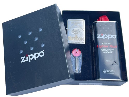 Genuine Zippo Lighter Marlboro Design Fuel Flint Gift Pack Product USA - Picture 6 of 8
